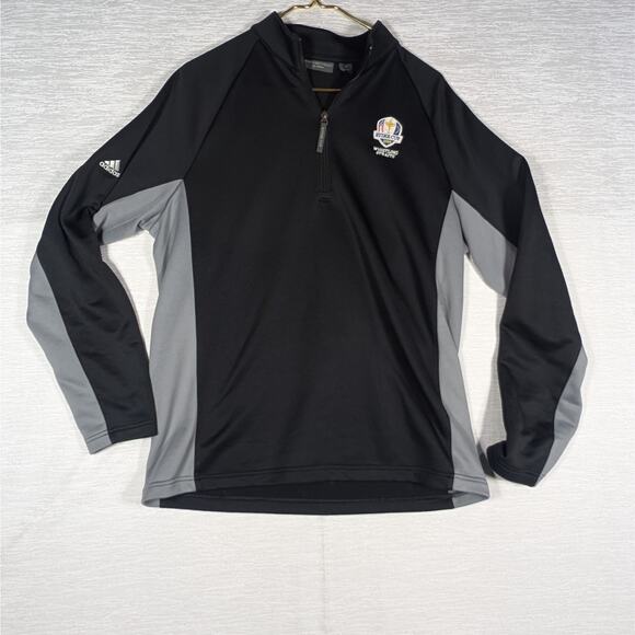 Adidas Whistling Straights 1/4 Zip Pullover Mens Medium Black Ryder Cup - Picture 1 of 6